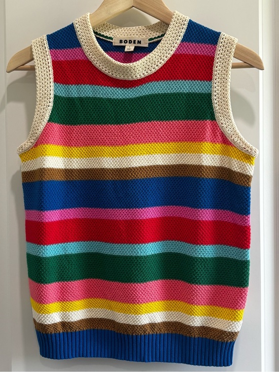Boden Tops - Boden Bright Striped Knit Tank Sweater in Cream, Blue, Pink, Red, Green